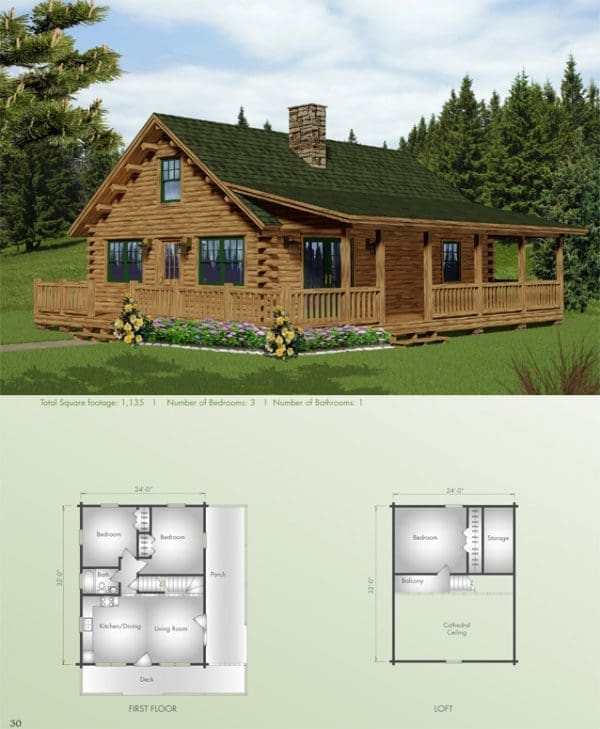 Traveler Floor Plan • Big Twig Homes • Cedar Log Homes Packages in NC ...