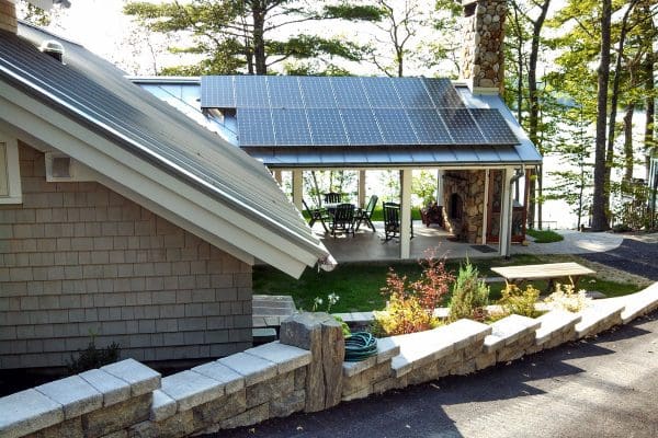 Sun room with solar panels on the roof