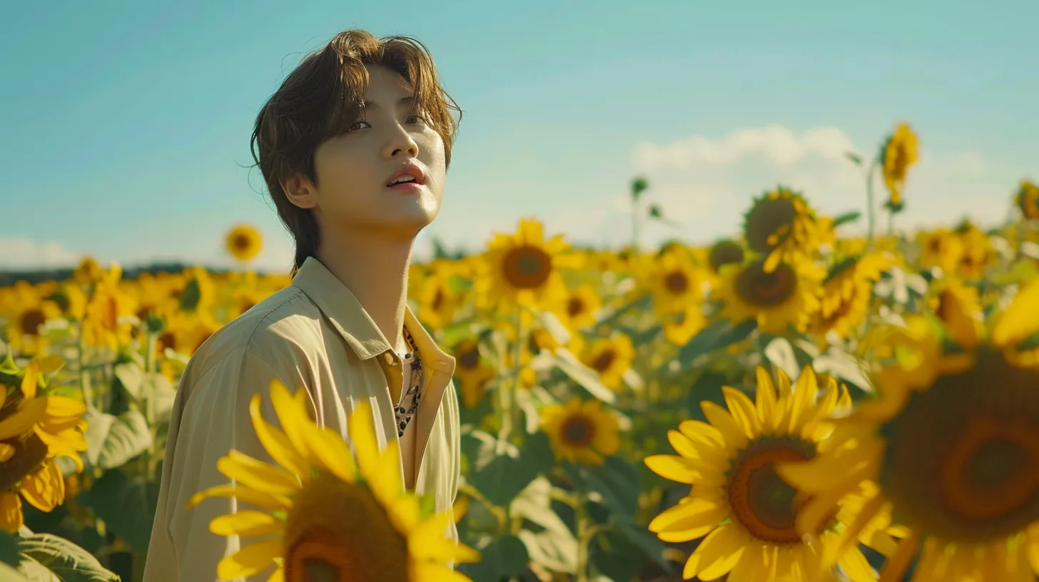 Person in a field of vibrant sunflowers, showcasing natural beauty and serenity, reflecting themes of sustainable living and environmental consciousness relevant to log home construction.